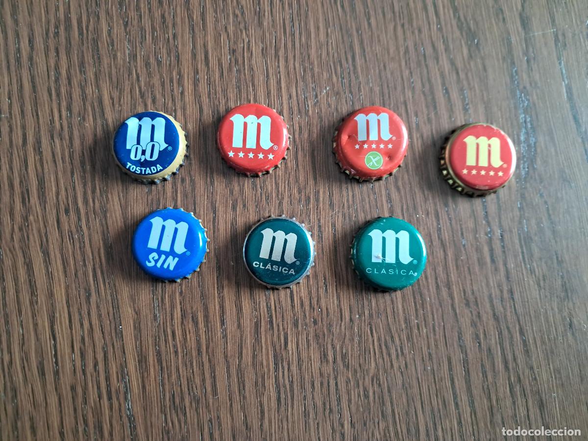 Coleccionismo de cervezas: lote de 7 chapas tap&oacute;n corona de cerveza Mahou.