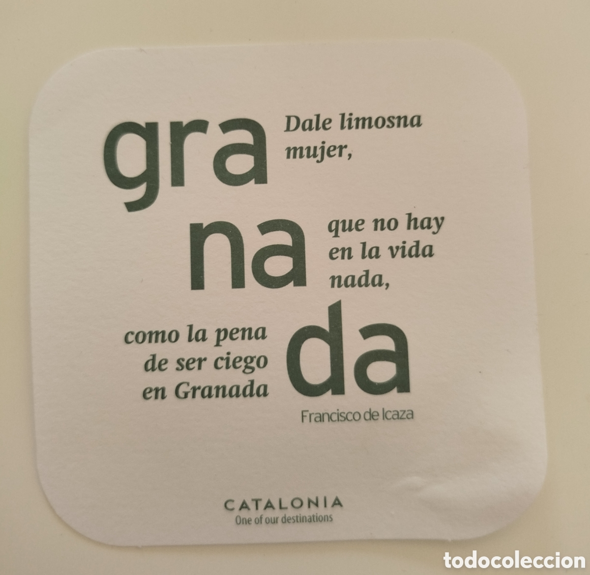 Coleccionismo de cervezas: Posavasos granada hotel catalonia