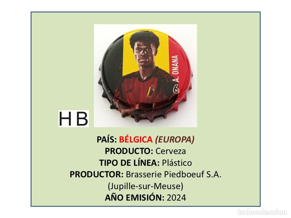 Coleccionismo de cervezas: TAPON CORONA CAPSULA CHAPA CERVEZA JUPILER EUROCOPA 2024 A. ONANA (B&Eacute;LGICA)