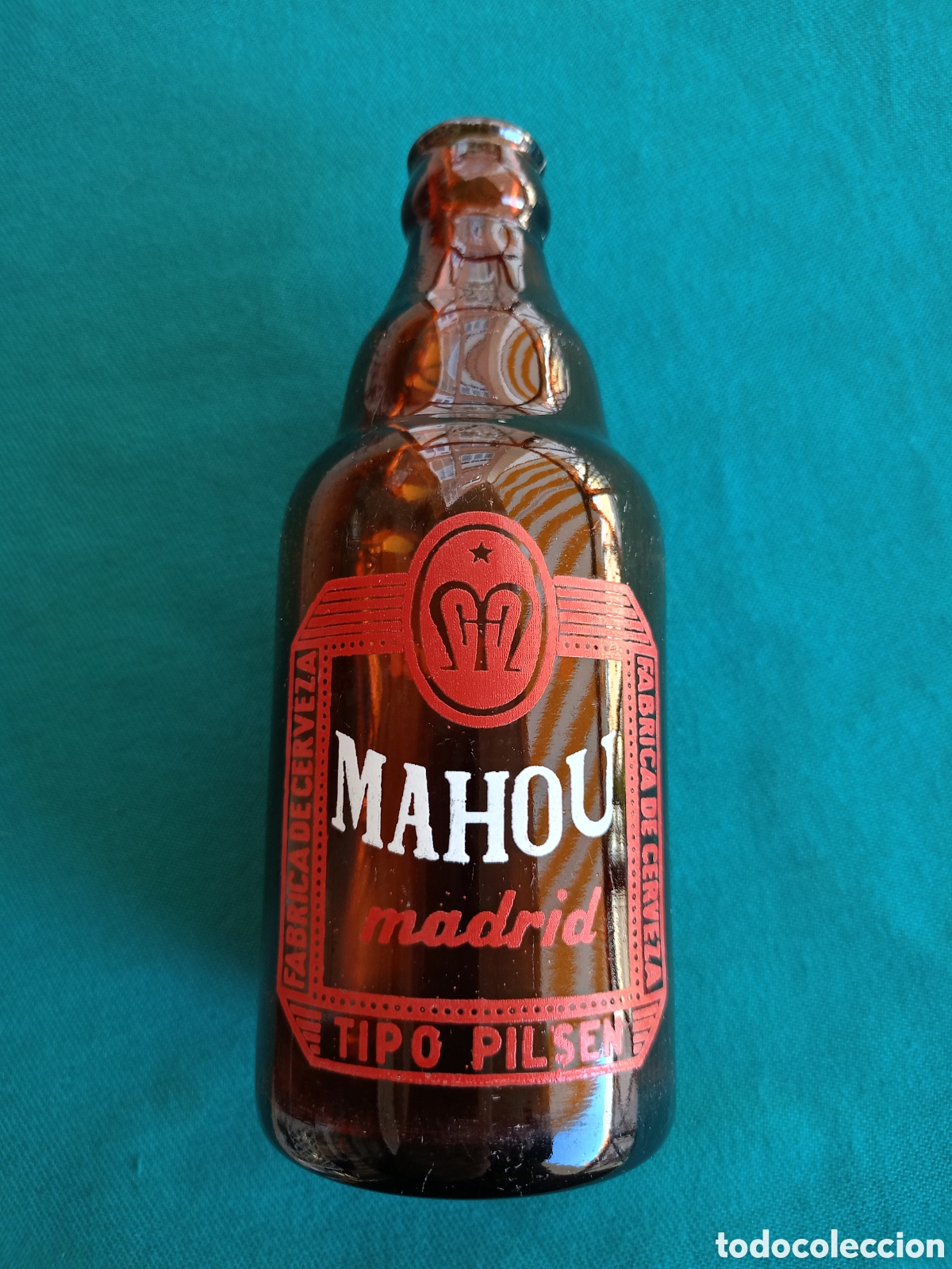Coleccionismo de cervezas: ANTIGUA BOTELLA DE CERVEZA MAHOU 1/3