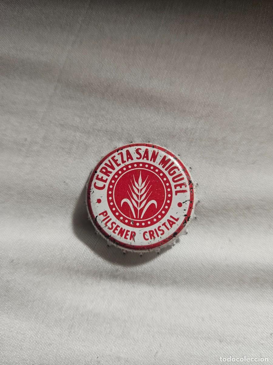 Coleccionismo de cervezas: Chapa cerveza SAN MIGUEL PILSENER CRISTAL - Finales de los 80 - buen estado