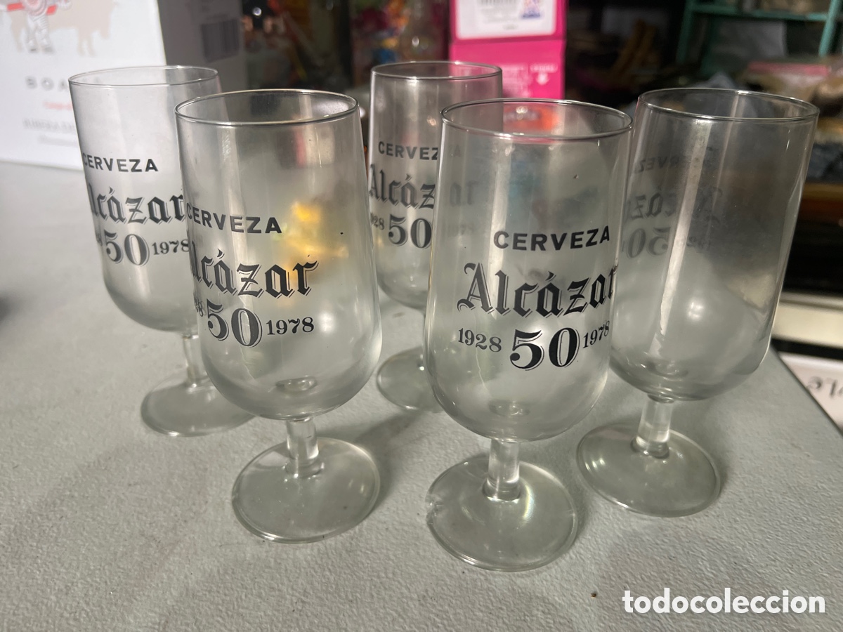 Coleccionismo de cervezas: 5 COPAS CERVEZA ALCAZAR 50 ANIVERSARIO 1928/78