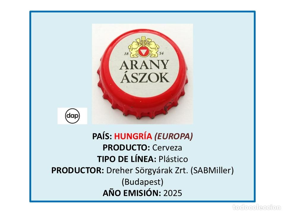 Coleccionismo de cervezas: TAPON CORONA CAPSULA CHAPA CERVEZA ARANY &Aacute;SZOK (HUNGR&Iacute;A)