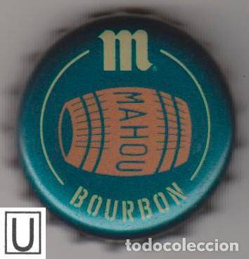 Coleccionismo de cervezas: chapa cerveza MAHOU BOURBON BARRIL beer bier tap&oacute;n corona bottle caps kronkorken SOY.YO