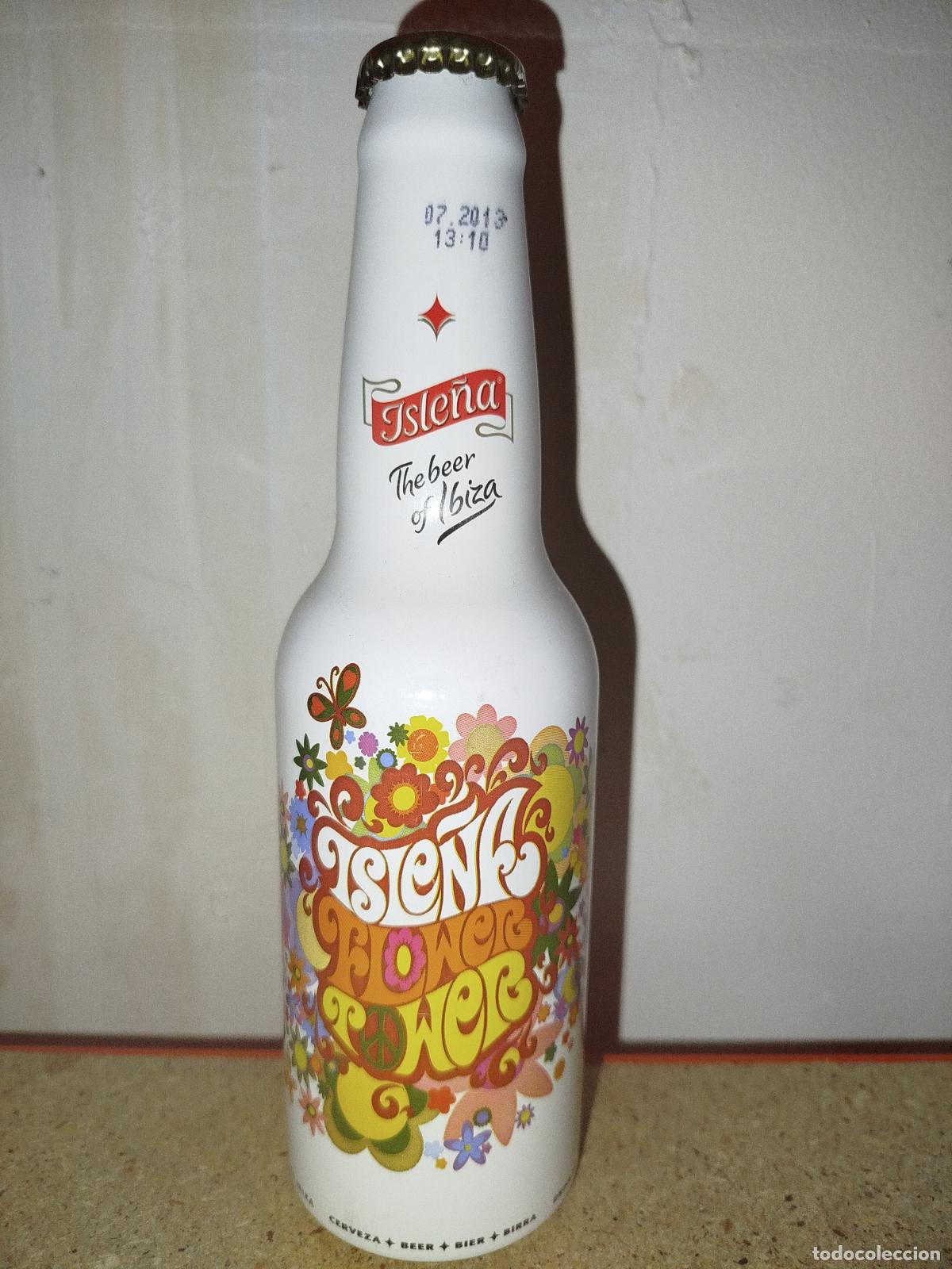 Coleccionismo de cervezas: BOTELLA CERVEZA ALUMINIO MONOBLOCK ISLE&Ntilde;A IBIZA LLENA