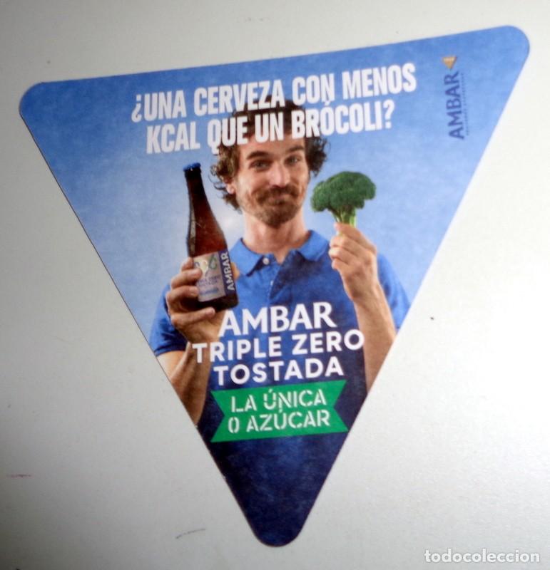Coleccionismo de cervezas: POSAVASOS CERVEZAS AMBAR LA ZARAGOZANA. TRIPLE ZERO TOSTADA - BROCOLI - LA &Uacute;NICA 0 AZUCAR