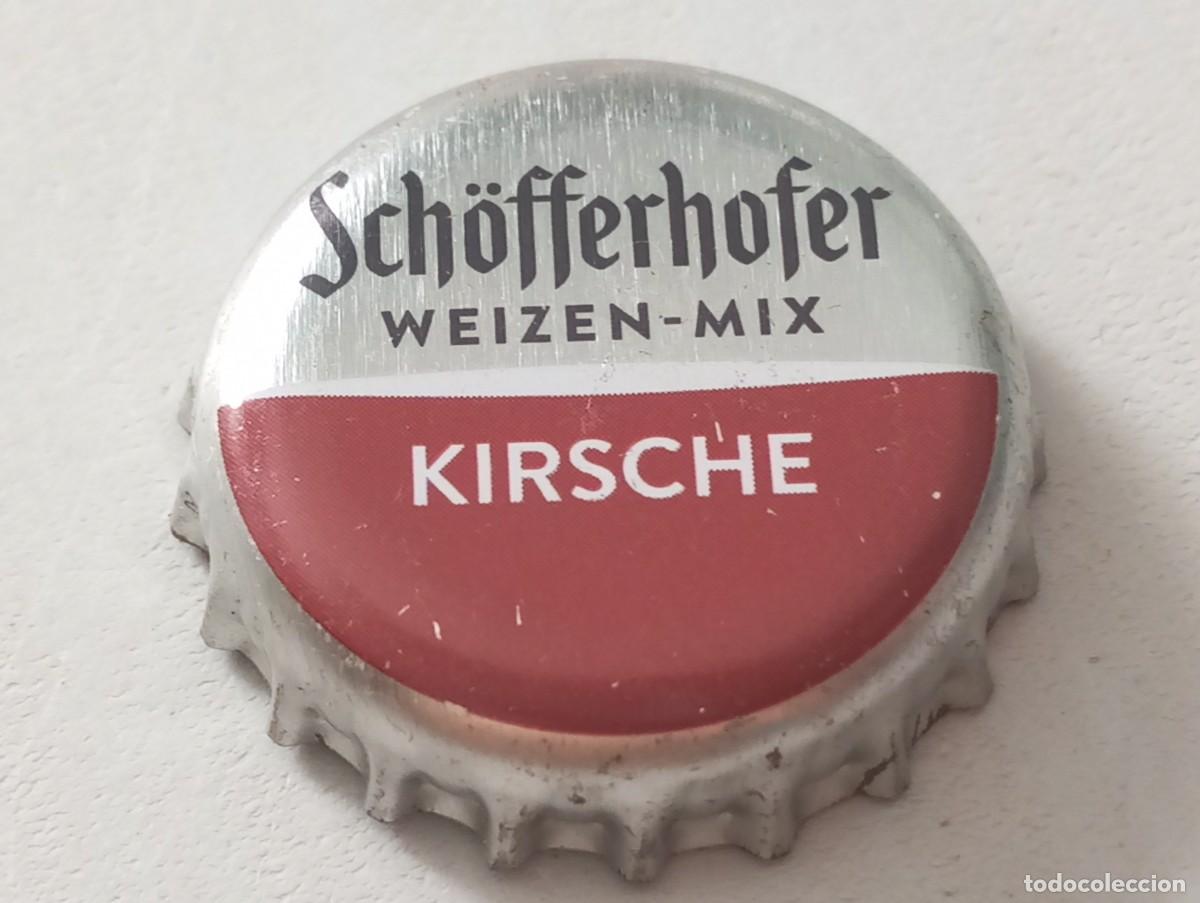 Colecionismo de cervejas: Chapa tap&oacute;n corona de la cerveza alemana SCH&Ouml;FFERHOFER WEIZEN-MIX KIRSCHE