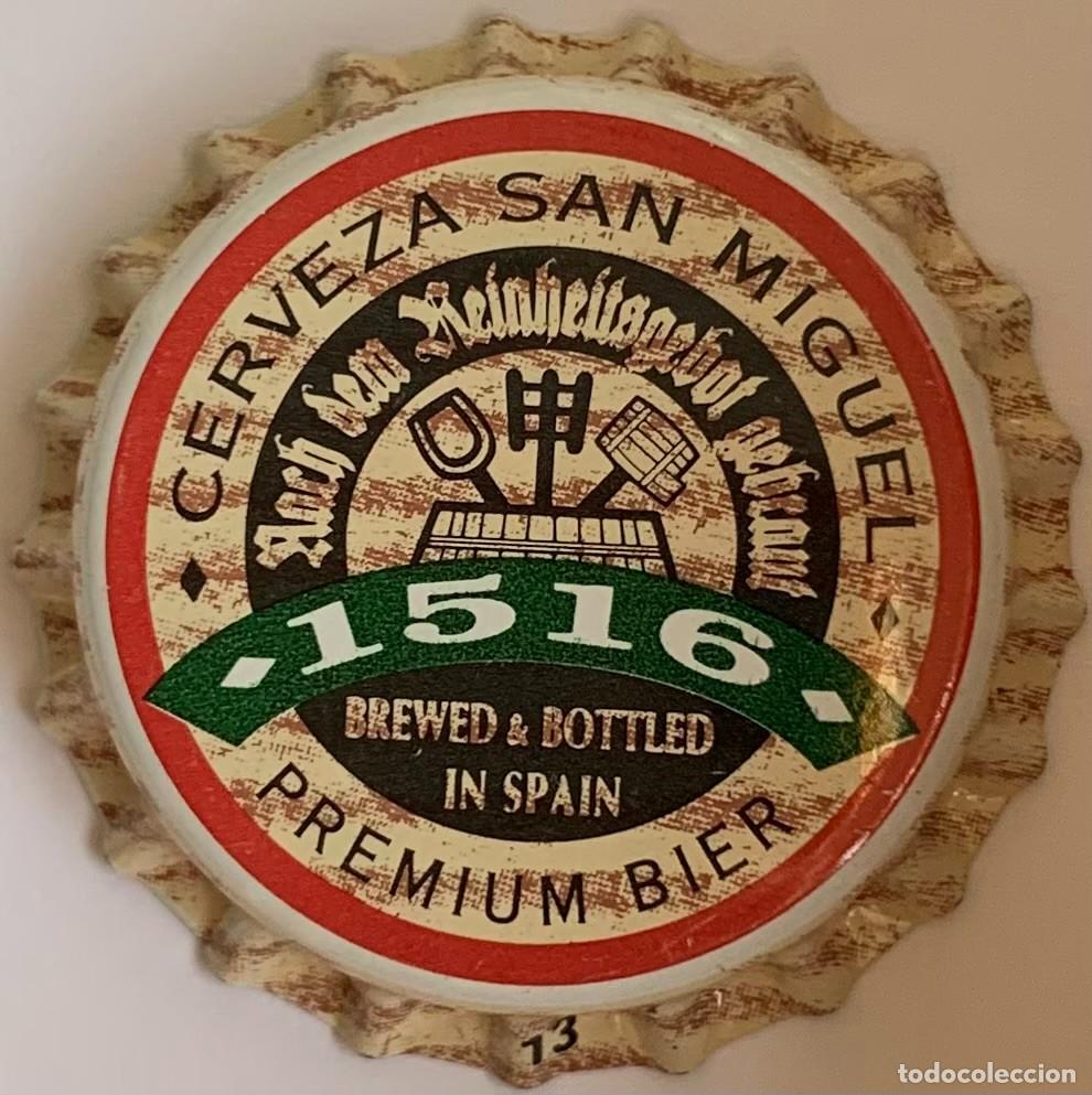 Coleccionismo de cervezas: Antigua chapa de cerveza San Miguel 1516 Barcelona (de 1994)