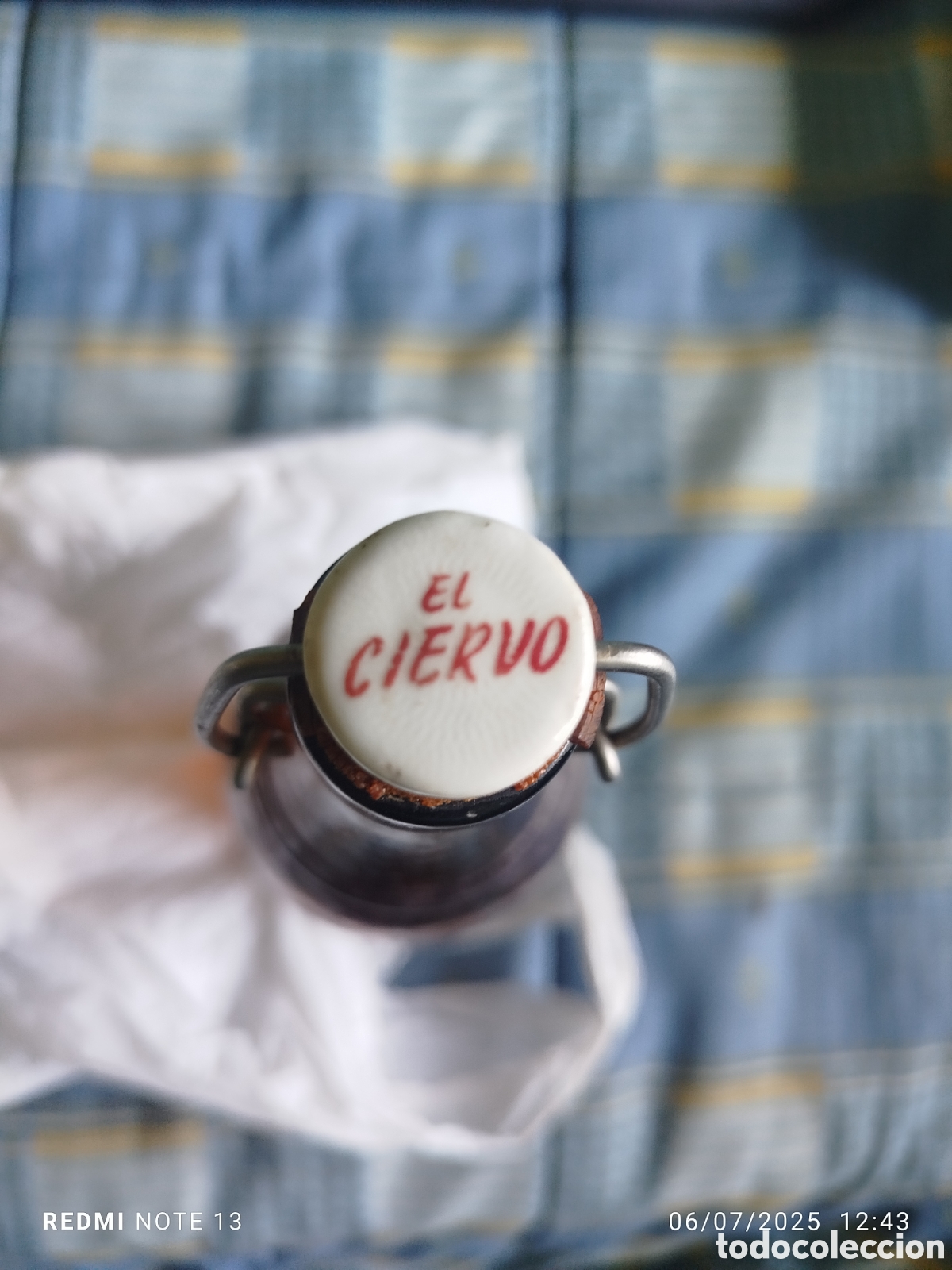 Coleccionismo de cervezas: Antigua botella cerveza el ciervob1litro - Foto 3