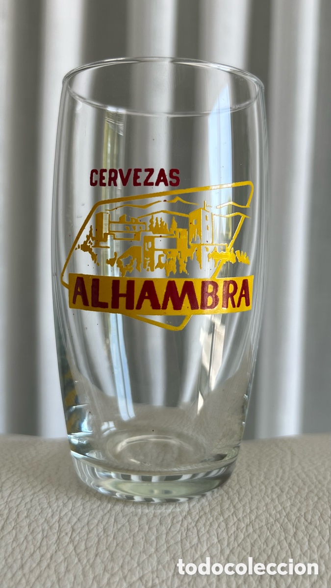 Coleccionismo de cervezas: ANTIGUO VASO DE CERVEZA CERVEZAS ALHAMBRA TIPO BARRILETE