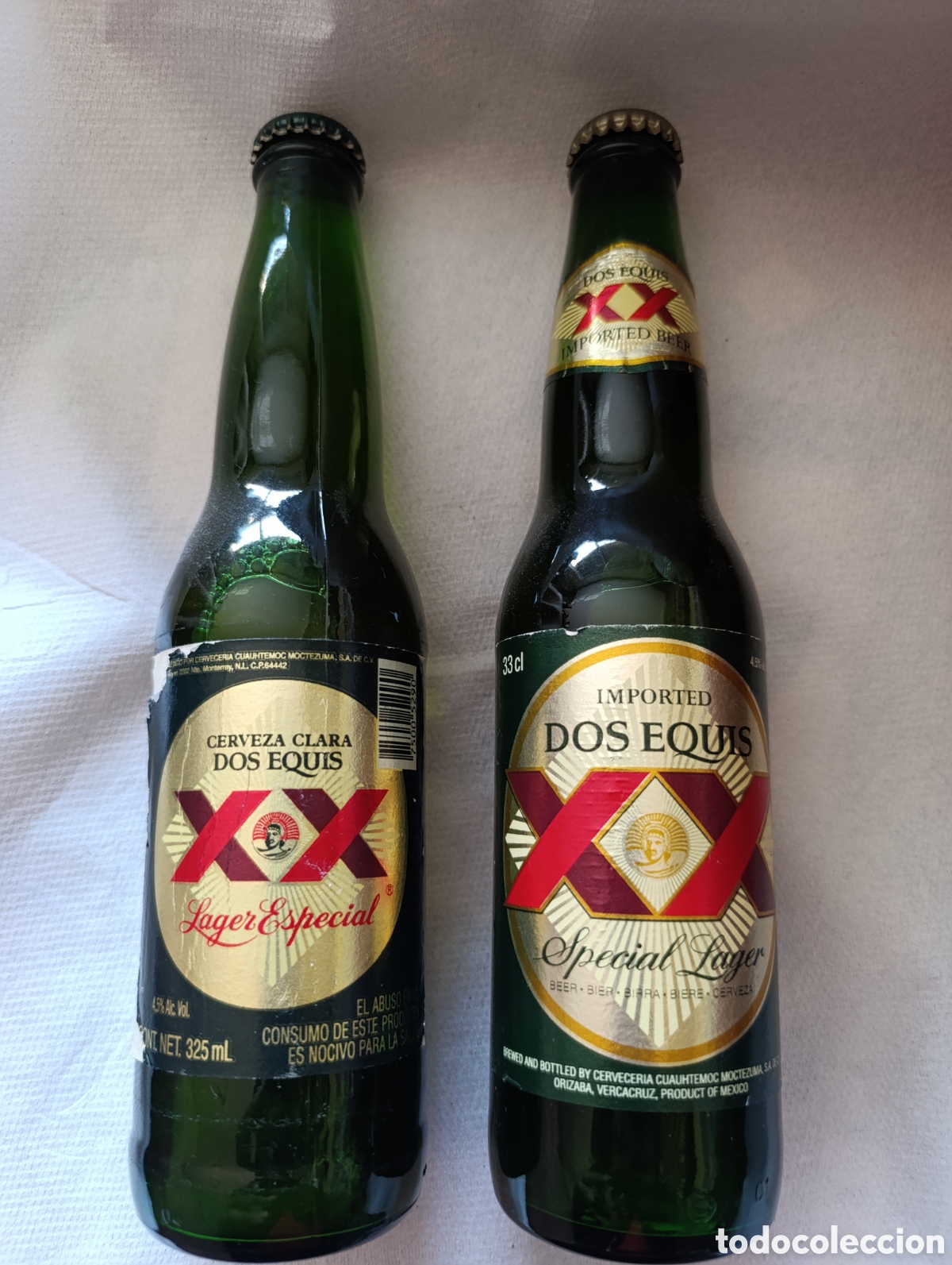 Coleccionismo de cervezas: Dos modelos botellas de cerveza Dos Equis - M&eacute;xico - Foto 1