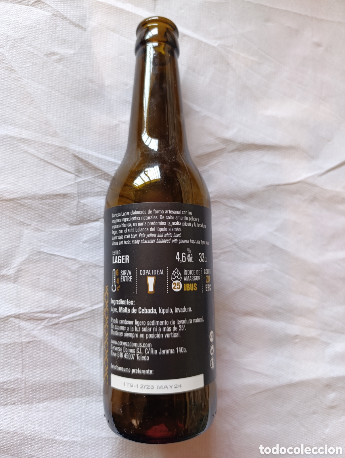 Coleccionismo de cervezas: Botella cerveza Domus Toledo - Foto 2