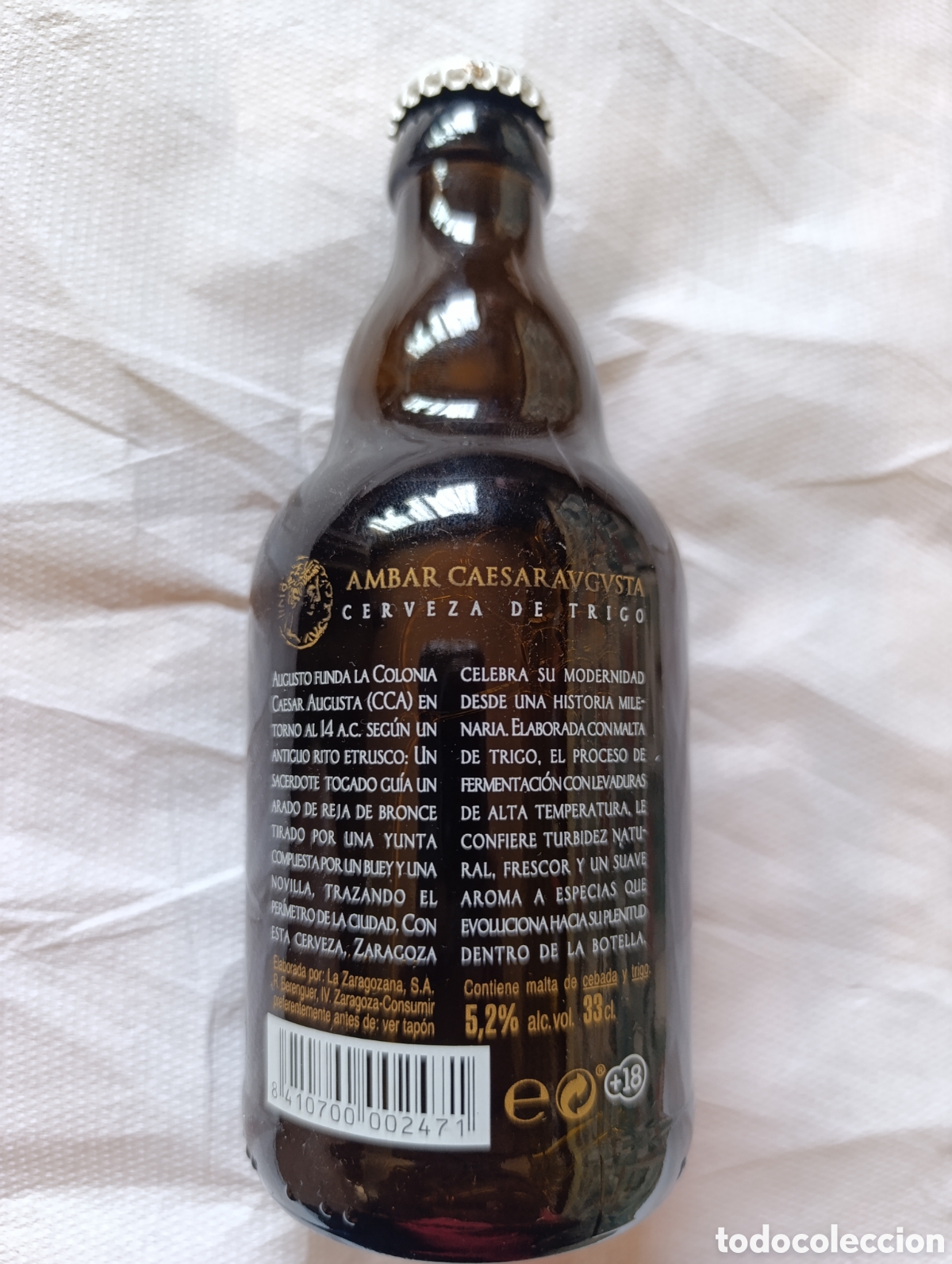Coleccionismo de cervezas: Botella cerveza &Aacute;mbar Caesaraugusta - Espa&ntilde;a - Foto 2