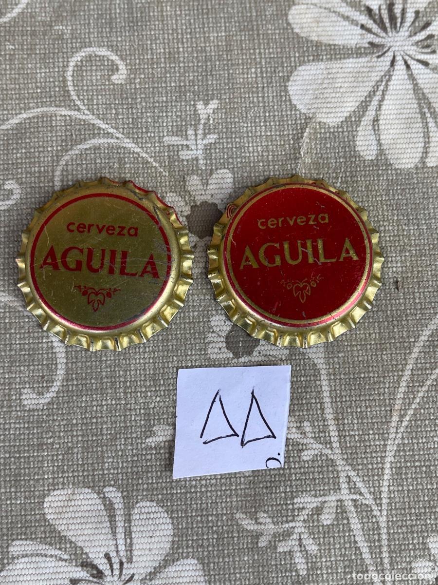Collectable Beer: ESPECTACULAR LOTE 2 CHAPAS DE EL AGUILA ROJA DORADA A&Ntilde;OS 80 CORONA SIN TAPONAR
