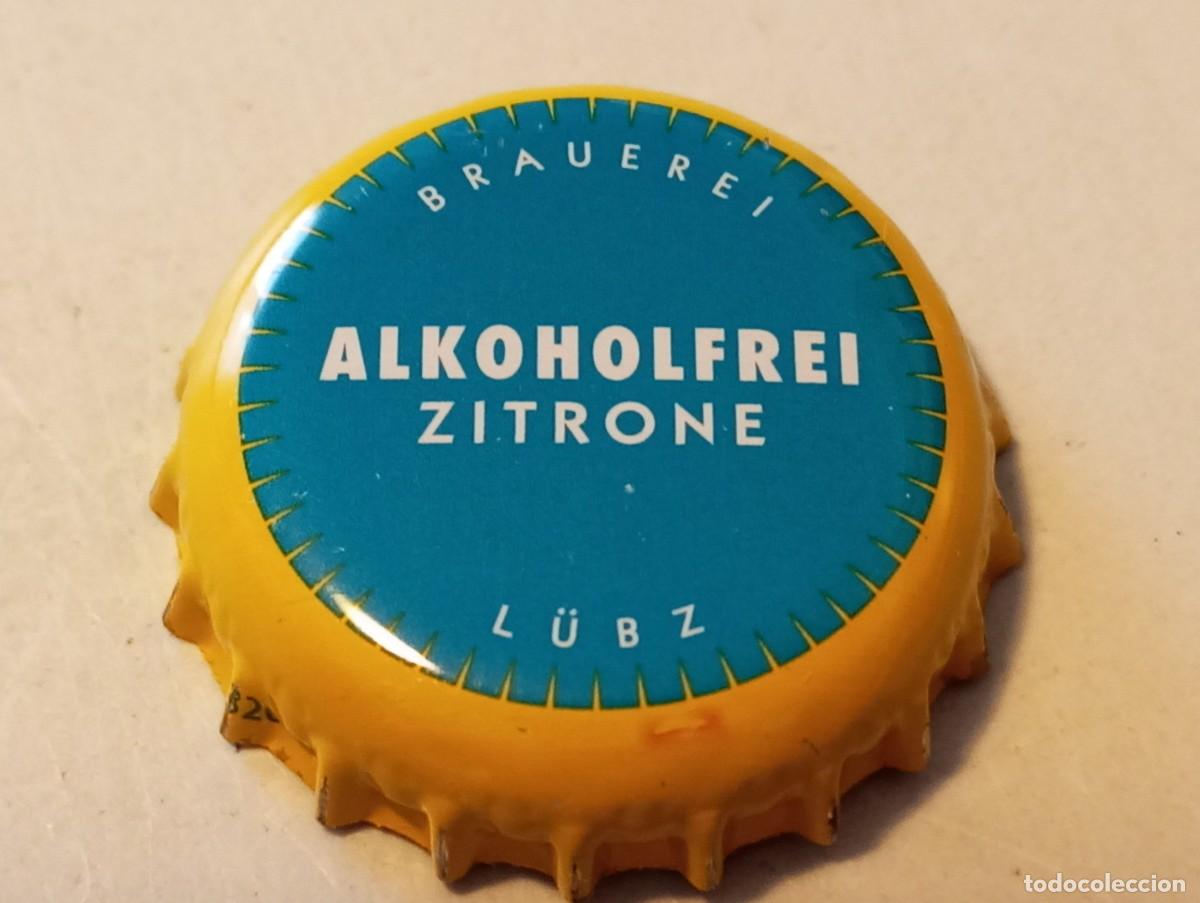 Collectable Beer: Chapa tap&oacute;n corona de la cerveza alemana BRAUEREI L&Uuml;BZ ALKOHOLFREI ZITRONE