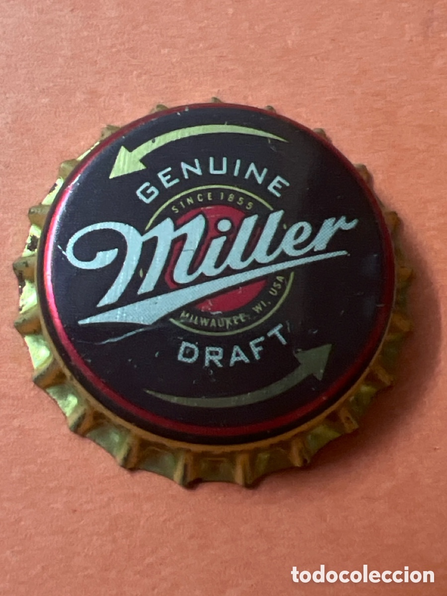 Coleccionismo de cervezas: E729. Chapa tap&oacute;n corona NUEVO de la cerveza de EE.UU. MILLER GENUINE DRAFT