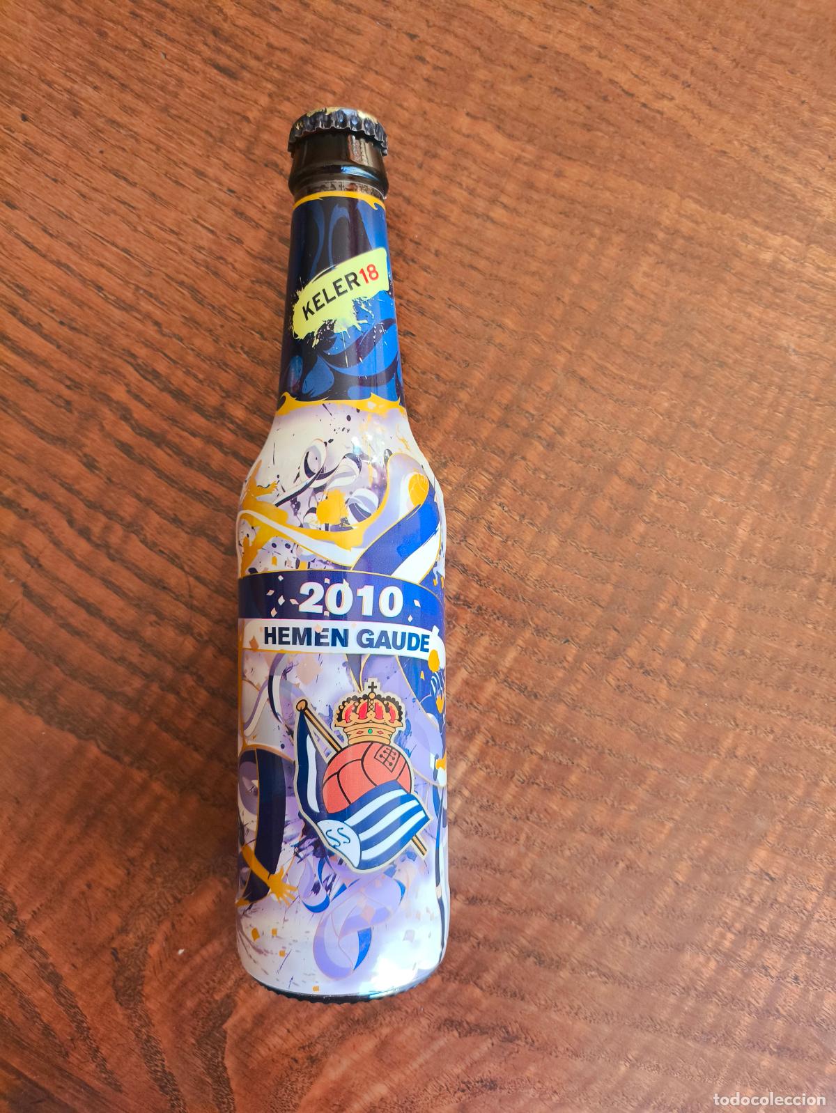 Collectionnisme de bi&egrave;res: Botella de cerveza Keler Real Sociedad. Futbol.