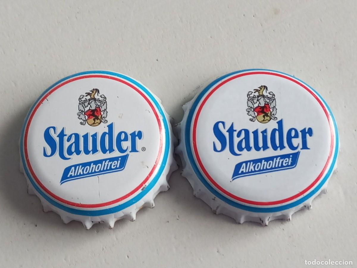Collectionnisme de bi&egrave;res: Lote de 2 chapas tap&oacute;n corona DIFERENTES de la cerveza alemana STAUDER ALKOHOLFREI