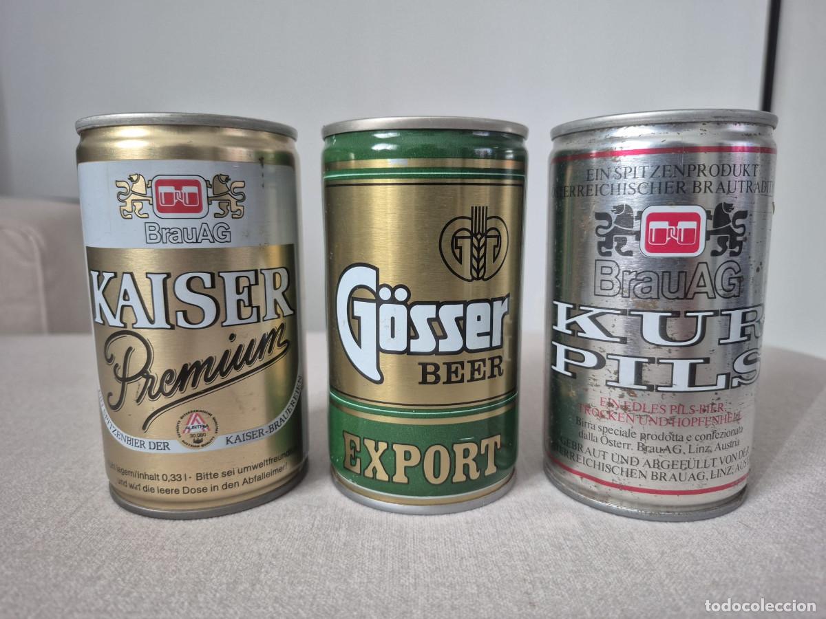 Coleccionismo de cervezas: Lot of three original Austrian beer cans