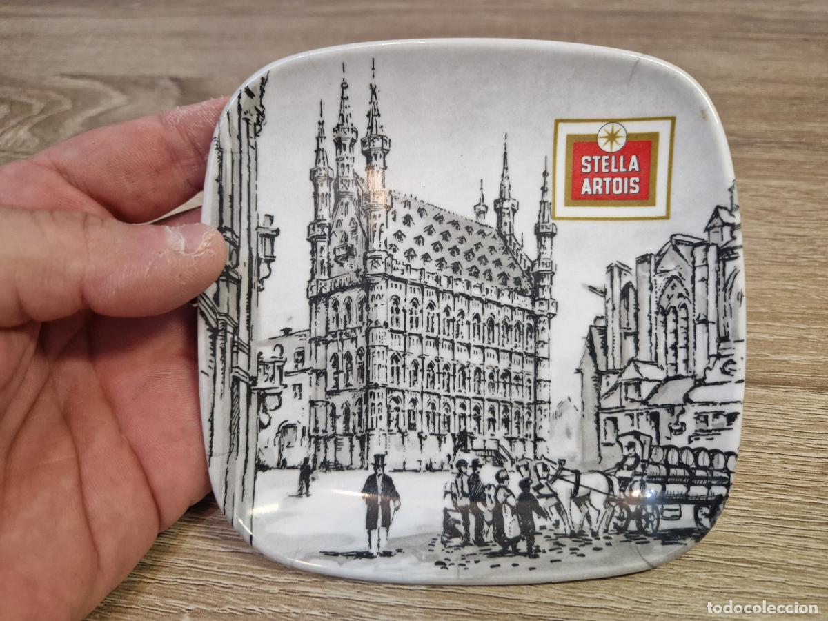 Coleccionismo de cervezas: antiguo cenicero publicidad cerveza Stella Artois vintage plastico bruselas Otten plato bar cartel