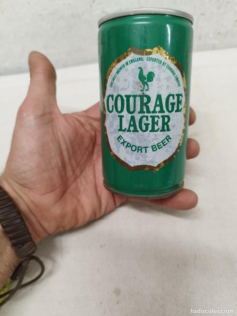 Coleccionismo de cervezas: Antigua lata de cerveza, Courage Lager Export.