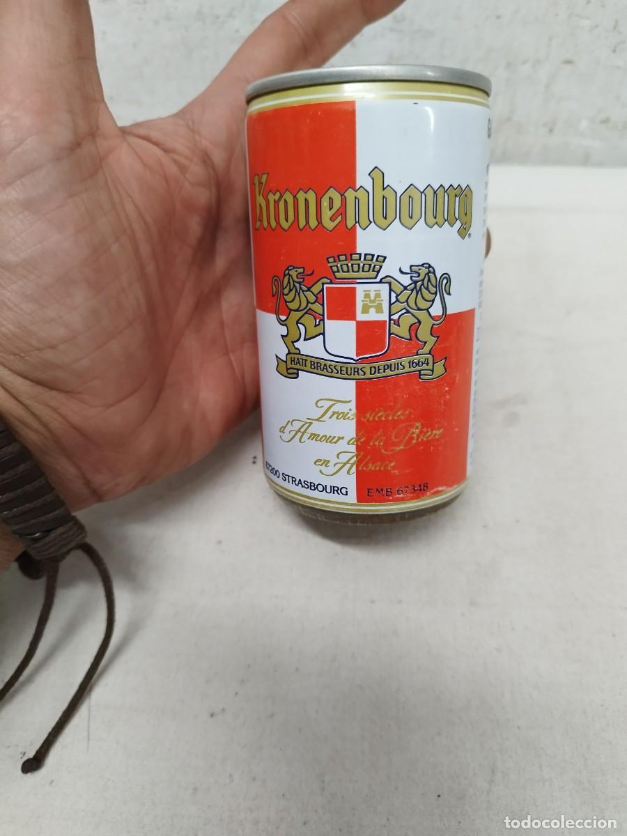 Coleccionismo de cervezas: Antigua lata de cerveza, Kronenbourg Estrasburgo, Francia.