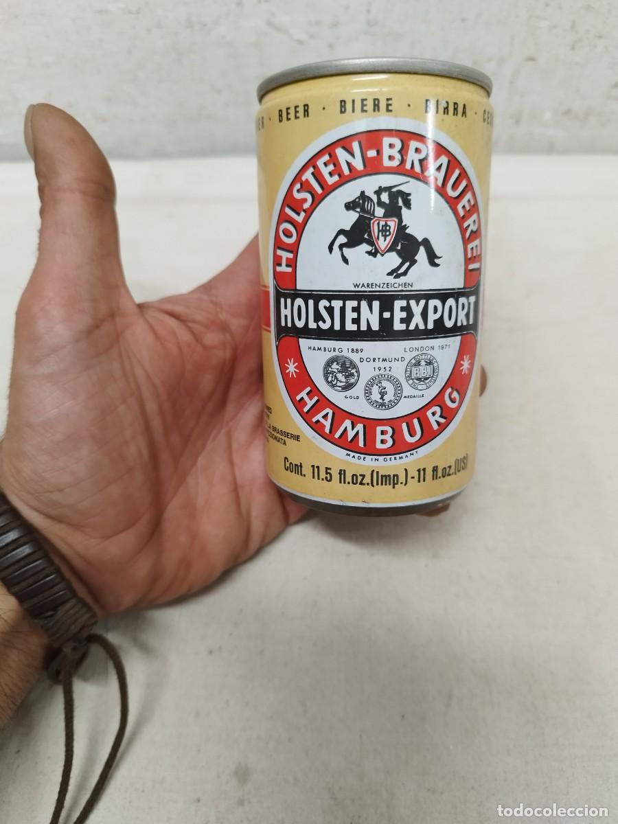 Coleccionismo de cervezas: Antigua lata de cerveza, Holsten Export. Holsten-Brauerei AG, fundada en 1879 en Hamburgo.