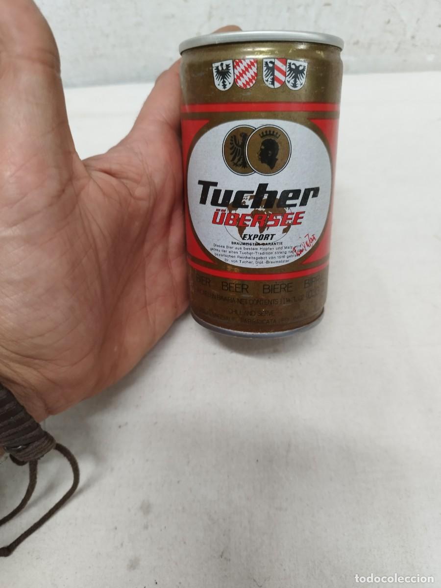 Coleccionismo de cervezas: Antigua lata de cerveza, Tucher &Uuml;bersee Export.