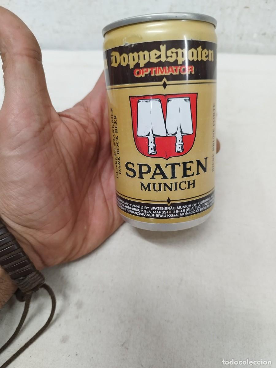Coleccionismo de cervezas: Antigua lata de cerveza, Spaten Optimator. Alemana.