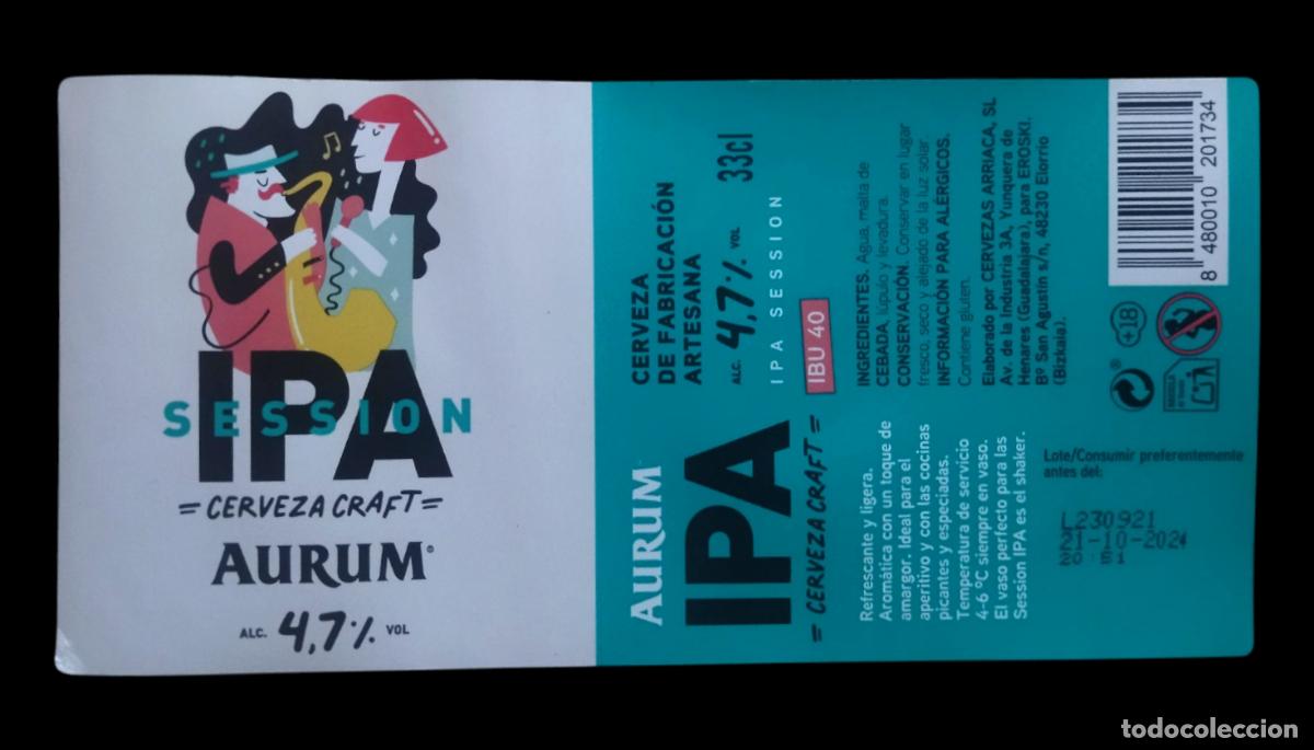 Collezionismo di birre: ETIQUETA DE CERVEZA AURUM SESI&Oacute;N IPA - CERVEZA CRAFT. 33CL.