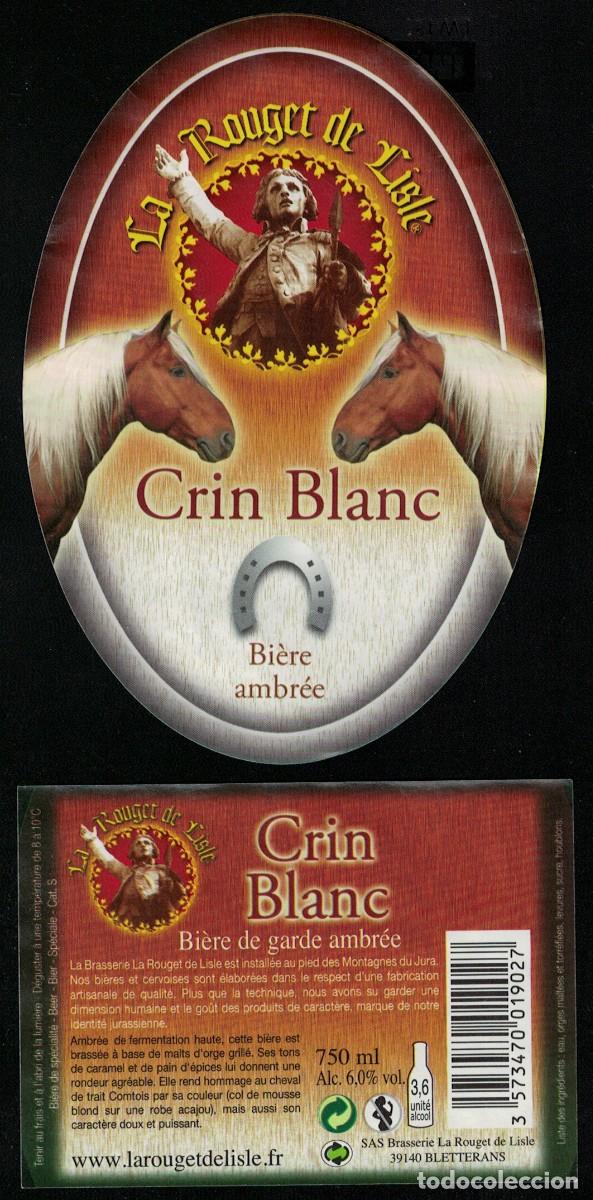 Coleccionismo de cervezas: Francia Lot 2 Etiquettes Bi&egrave;re Beer Labels Ambr&eacute;e Crin Blanc La Rouget de Lisle