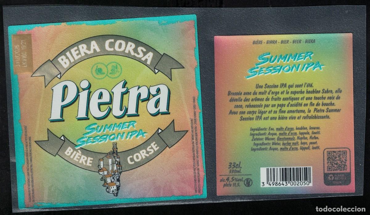 Colecionismo de cervejas: Francia Lot 2 Etiquettes Bi&egrave;re Corse Pietra Summer Session IPA
