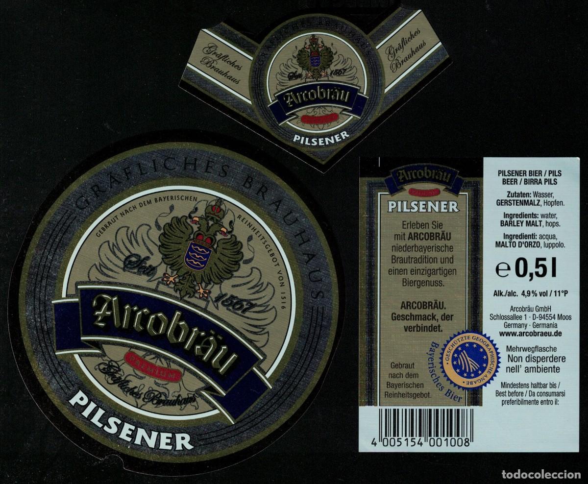 Collezionismo di birre: Alemania Lot 3 Etiquettes Bi&egrave;re Arcobr&auml;u Premium Pilsener