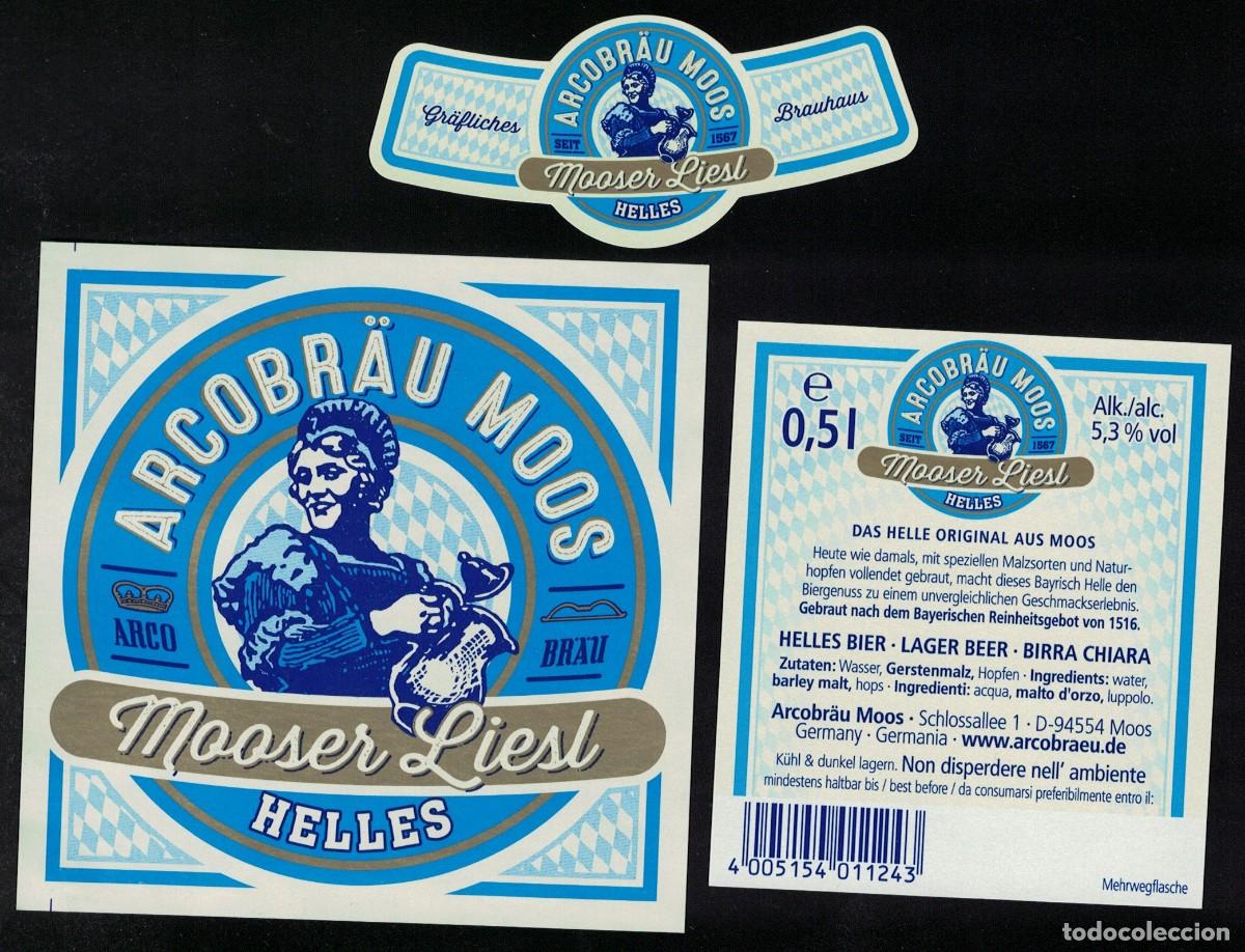 Collezionismo di birre: Alemania Lot 3 Etiquettes Bi&egrave;re Arcobr&auml;u Moos Mooser Liesl Helles