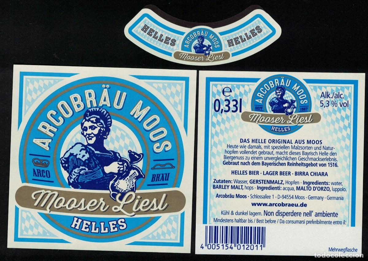 Collezionismo di birre: Alemania Lot 3 Etiquettes Bi&egrave;re Arcobr&auml;u Moos Mooser Liesl Helles 0,33 L