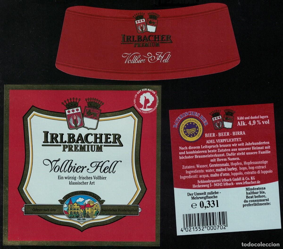 Collezionismo di birre: Alemania Lot 3 Etiquettes Bi&egrave;re Irlbacher Premium Vollbier Hell