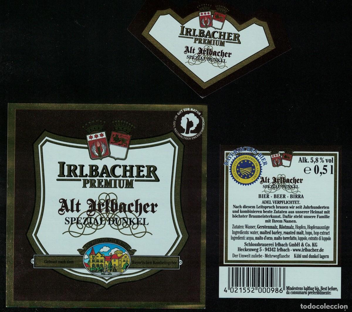 Sammeln von Brauereiartikeln: Alemania Lot 3 Etiquettes Bi&egrave;re Irlbacher Premium Alt Arlbacher Spezial Dunkel