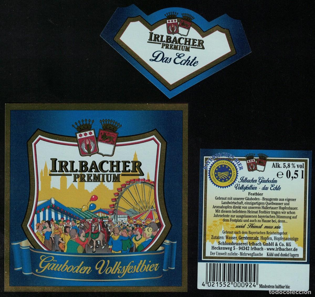 Collectable Beer: Alemania Lot 3 Etiquettes Bi&egrave;re Irlbacher Premium Das Echte