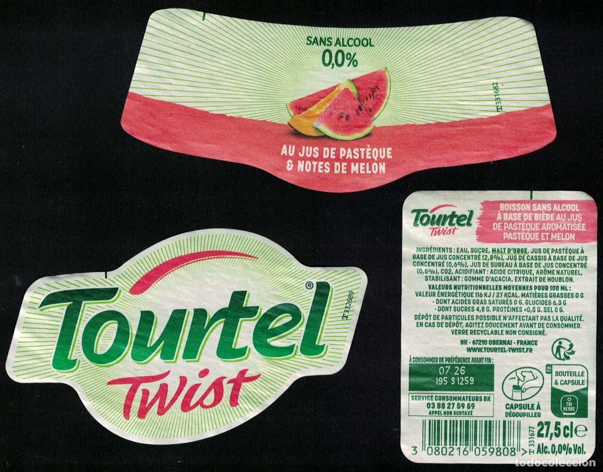 Colecionismo de cervejas: France Lot 3 Etiquettes Bi&egrave;re Tourtel Twist Past&egrave;que & Melon RP353