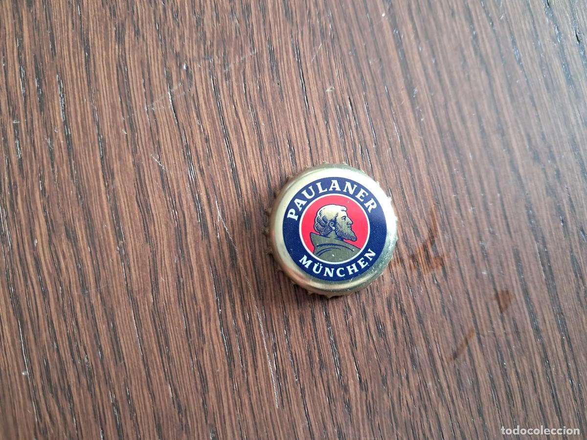 Colecionismo de cervejas: chapa tap&oacute;n corona de cerveza paulaner.