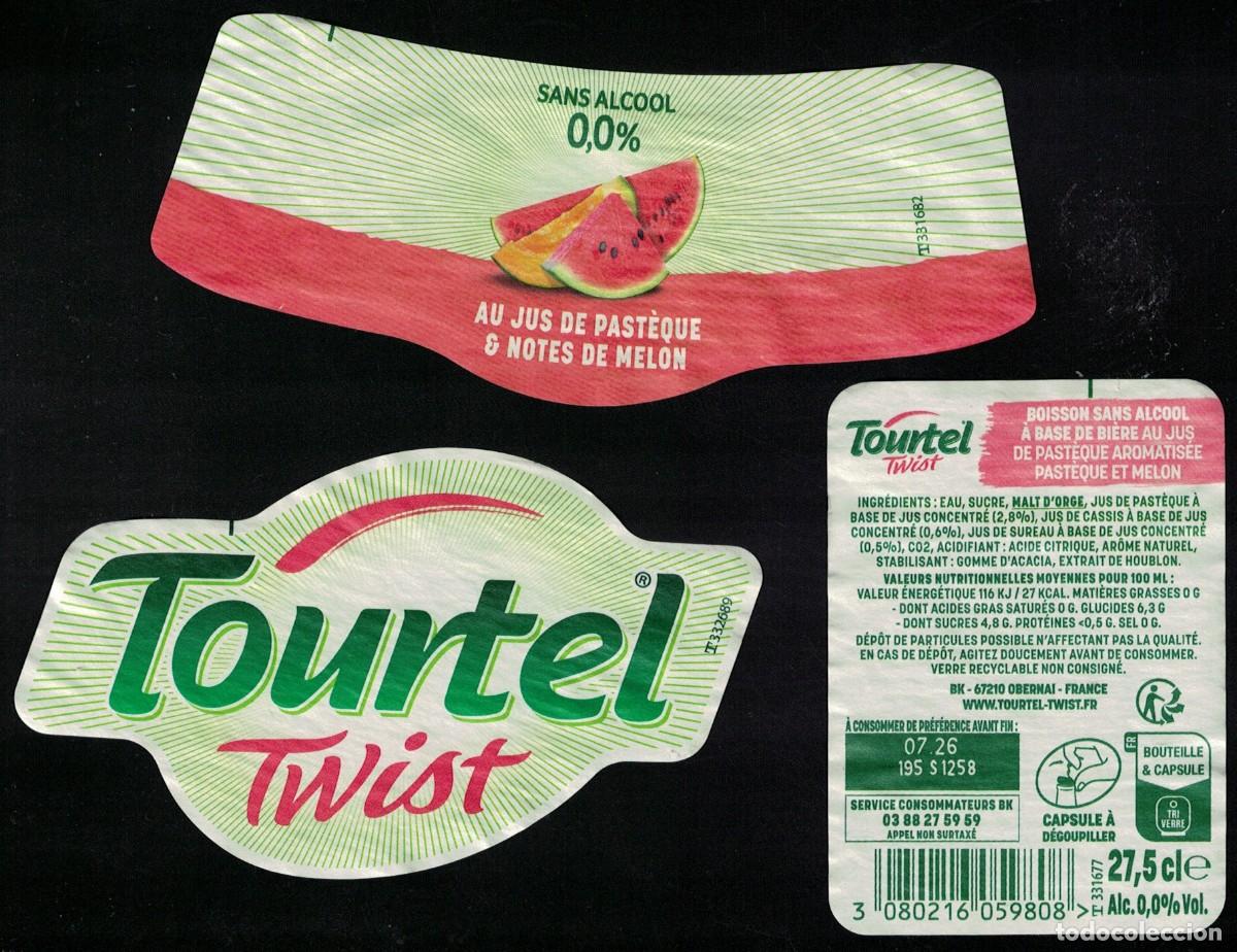 Collectable Beer: Francia Lot 3 Etiquettes Bi&egrave;re Tourtel Twist Past&egrave;que & Melon RP503