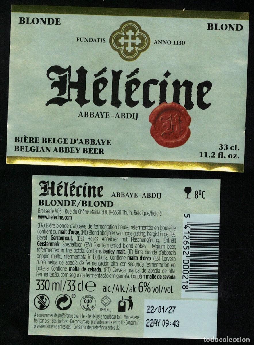 Colecionismo de cervejas: Belgica Lot 2 Etiquettes Bi&egrave;re Beer Labels H&eacute;l&eacute;cine Blonde RP556