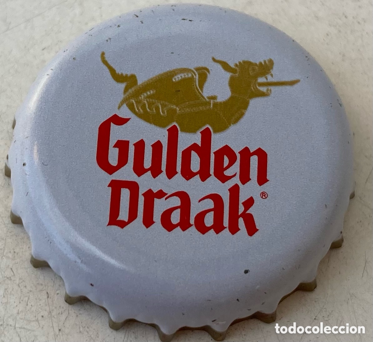 Colecionismo de cervejas: TAP&Oacute;N CORONA BOTTLE CAP CHAPA CERVEZA GULDEN DRAAK (3).B&Eacute;LGICA.FAB. CHAPA:HB--LOTE N.3964--CARMANJO