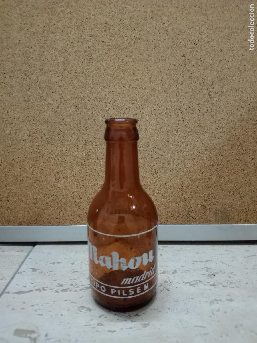 Sammeln von Brauereiartikeln: BOTELLA BOTELLIN CERVEZA MAHOU 20 CL - MADRID A&Ntilde;OS 70 - 80 - MUY BUEN ESTADO PINTURA