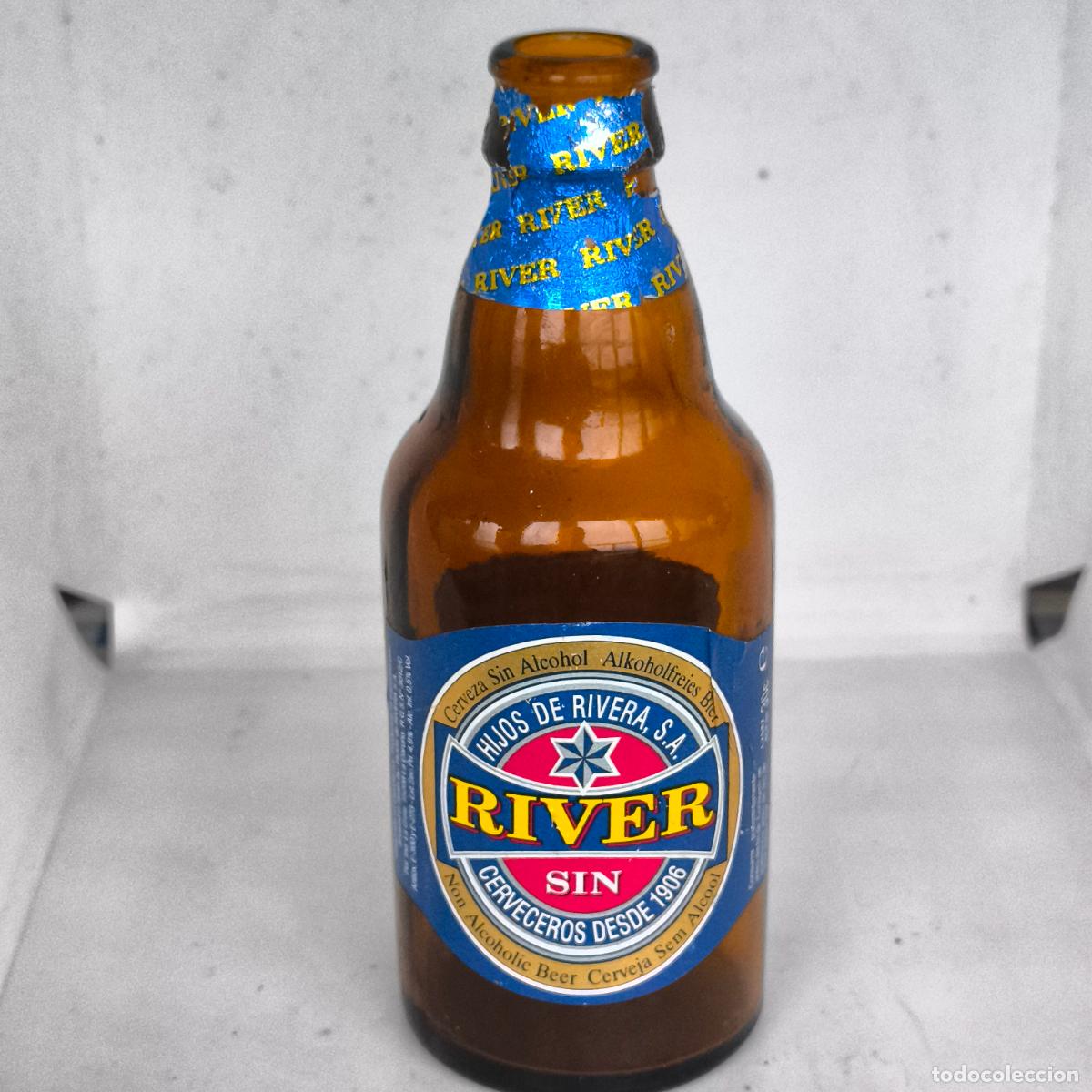 Coleccionismo de cervezas: BOTELLA BOTELLIN DE CERVEZA RIVER SIN ALCOHOL HIJOS DE RIVERA, ESTRELLA GALICIA.A. LA CORU&Ntilde;A