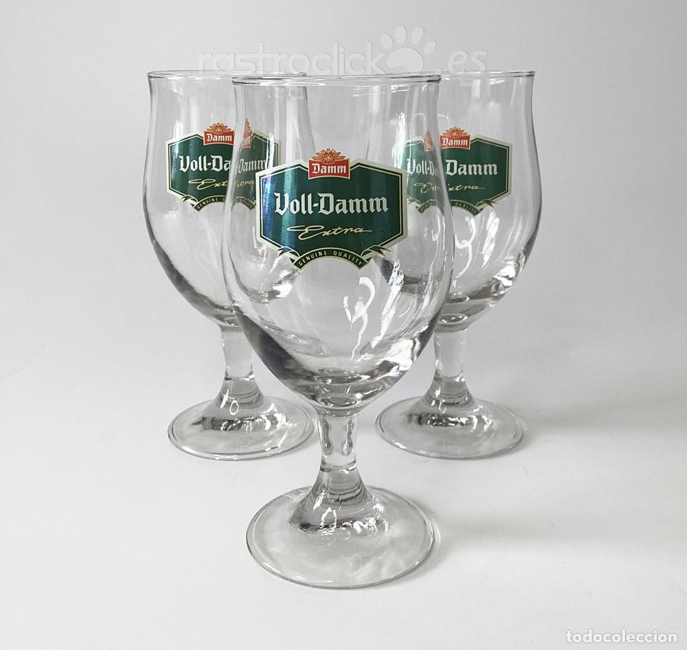 Coleccionismo de cervezas: Lote de 3 copas tulipa de cerveza Voll-Damm &ndash; 17 CM