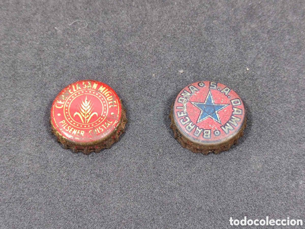 Coleccionismo de cervezas: Lote 2 tap&oacute;n corona Cerveza Damm y San Miguel de