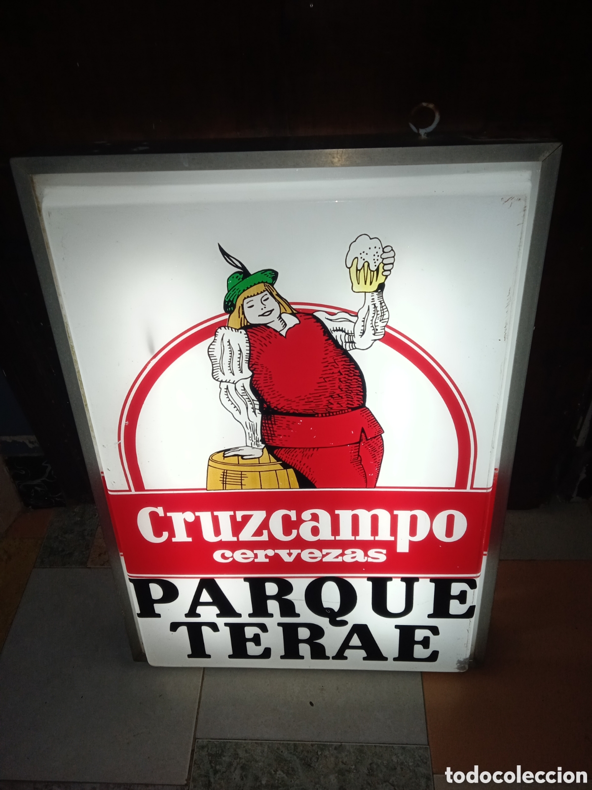 Coleccionismo de cervezas: Cruzcampo Luminoso de 70 x 50 cm . Funciona