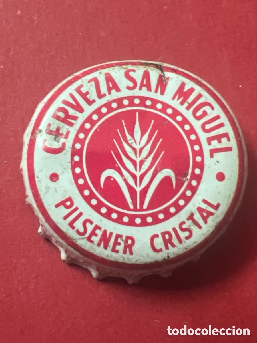 Coleccionismo de cervezas: T4/X10/K4. Chapa corona cerveza San Miguel Pilsener cristal beer