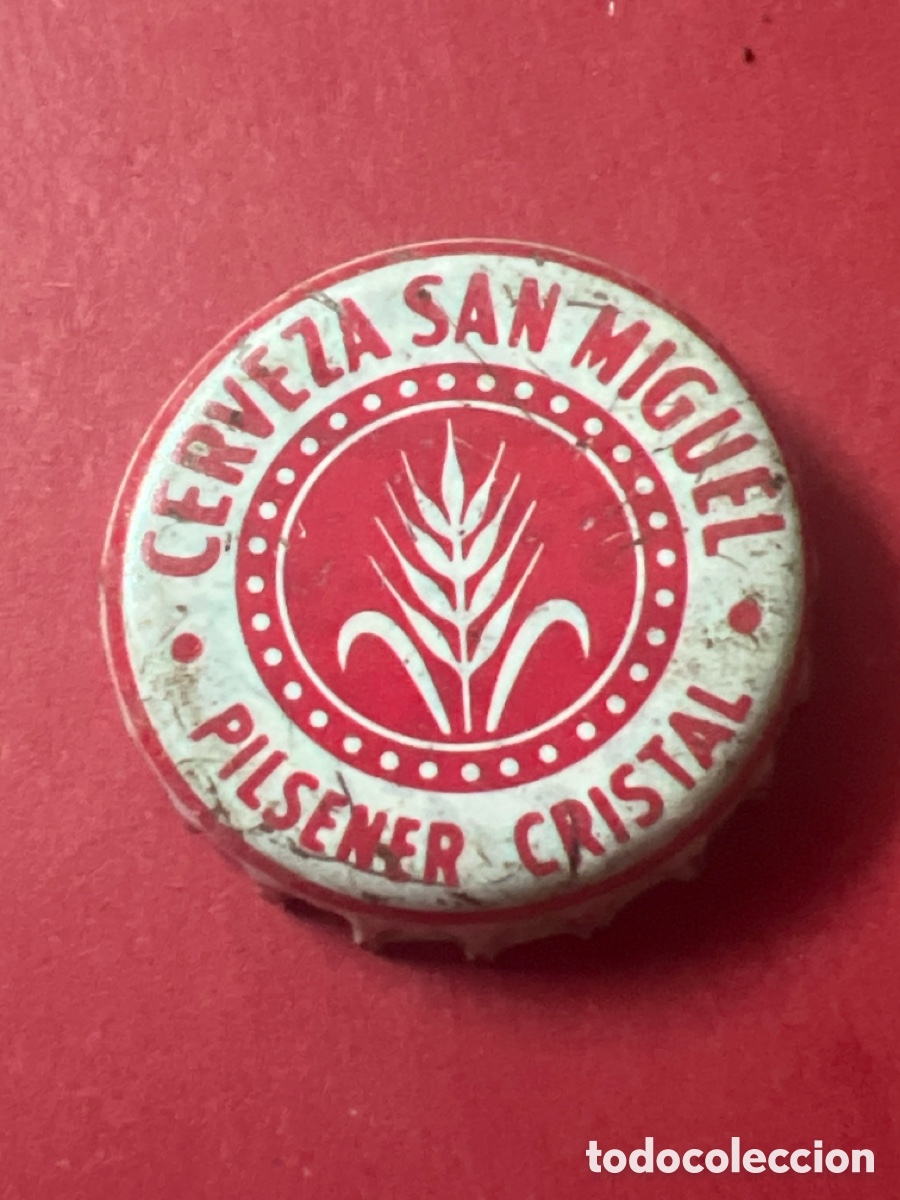 Coleccionismo de cervezas: T4/X10/L2. Chapa corona cerveza San Miguel Pilsener cristal beer